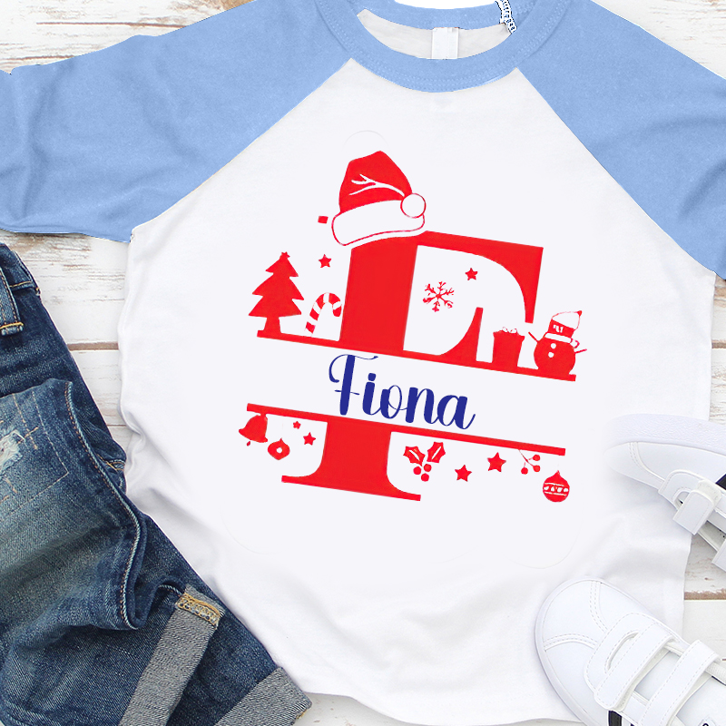 Personalized Kids Monogrammed Christmas Long Sleeves Shirt| Cloth 12410