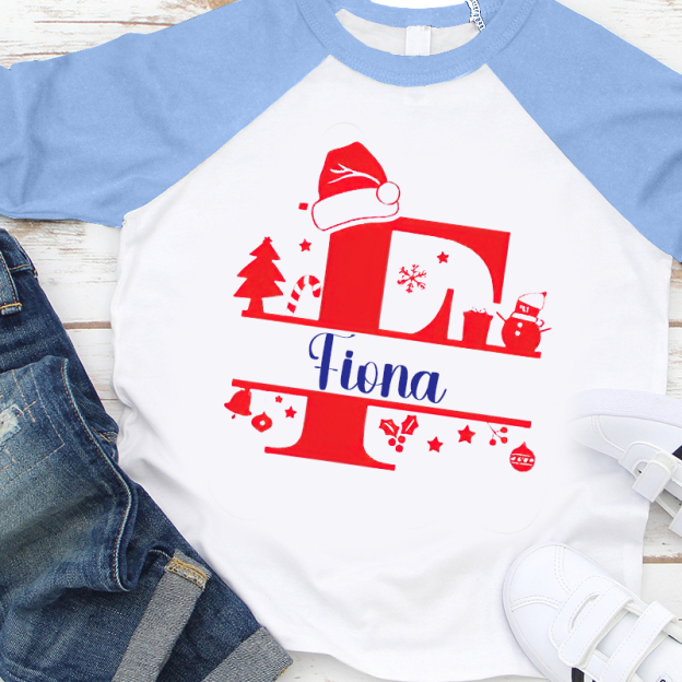 Personalized Kids Monogrammed Christmas Long Sleeves Shirt| Cloth 12410