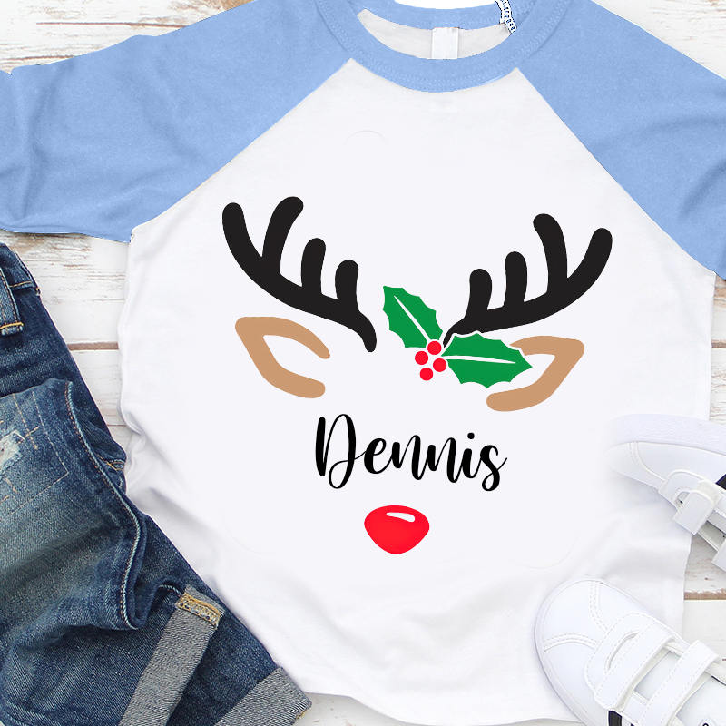 Personalized Kids Reindeer Monogrammed Christmas Shirt| Cloth 12411