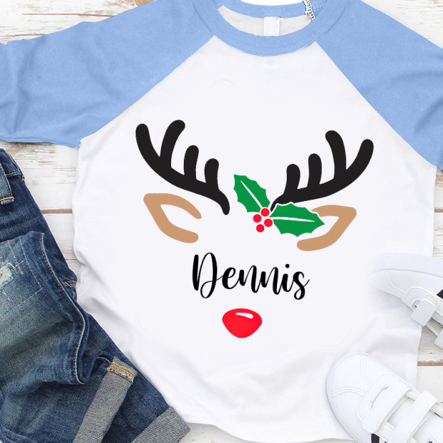Personalized Kids Reindeer Monogrammed Christmas Shirt| Cloth 12411