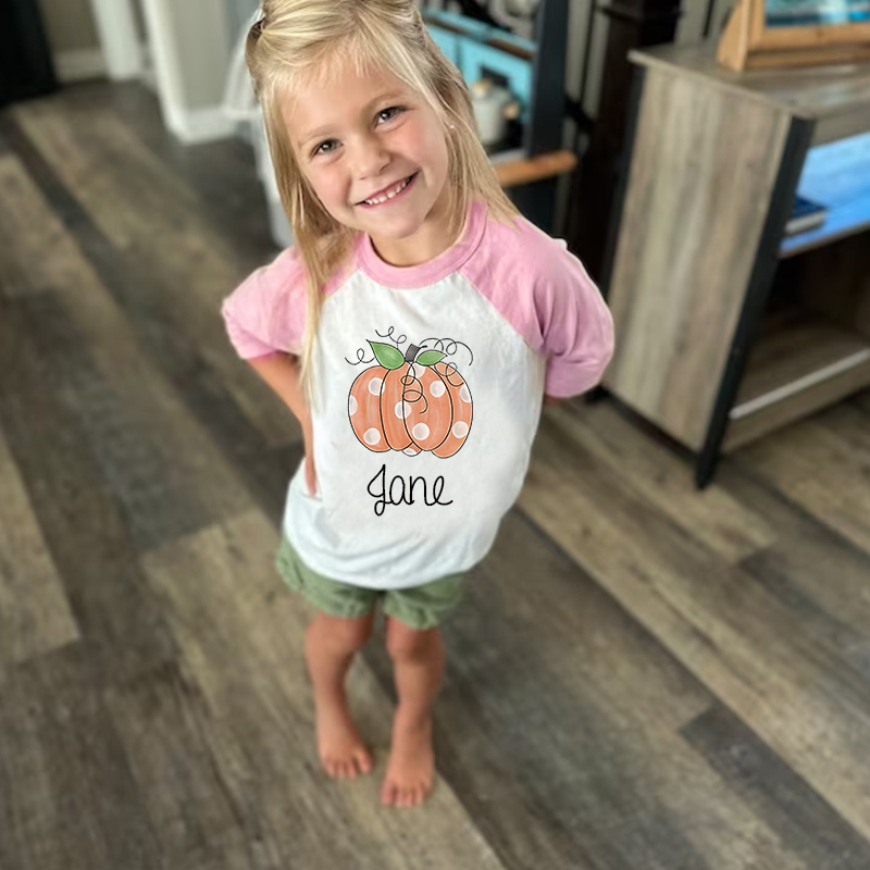 Personalized Kids Pumpkin Name Long Sleeves Shirt| Cloth12402