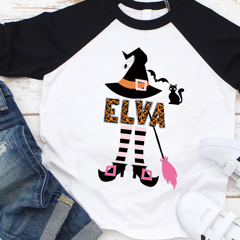 Personalized Halloween Girls  Witch Long Sleeves Shirt| Cloth12408