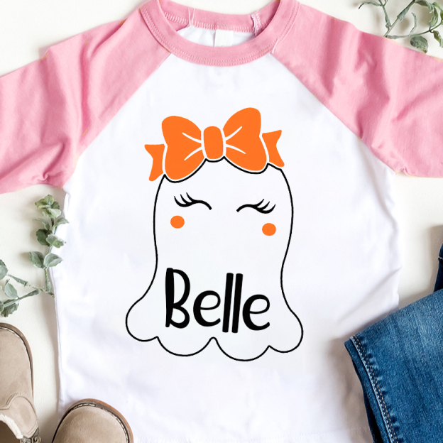Personalized Halloween Girls Ghost Long Sleeves Shirt| Cloth12408