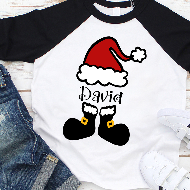 Personalized Kids Santa Hat Christmas Shirt| Cloth12412
