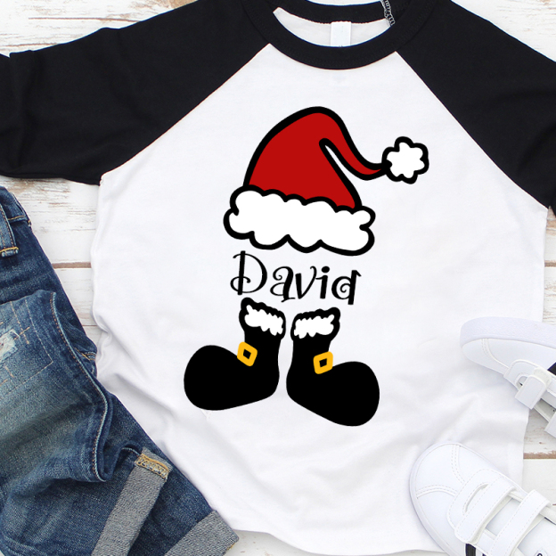 Personalized Kids Santa Hat Christmas Shirt| Cloth12412