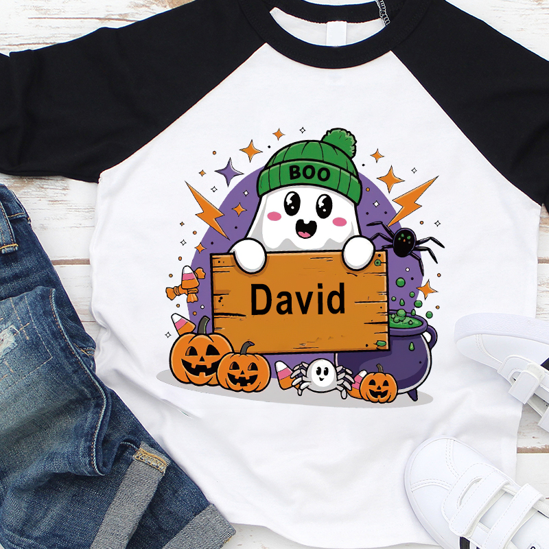 Personalized Kids Halloween Ghost Long Sleeves Shirt| Cloth12450