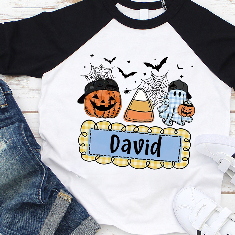 Personalized Kids Halloween  Ghost Pumpkin Long Sleeves Shirt| Cloth12451