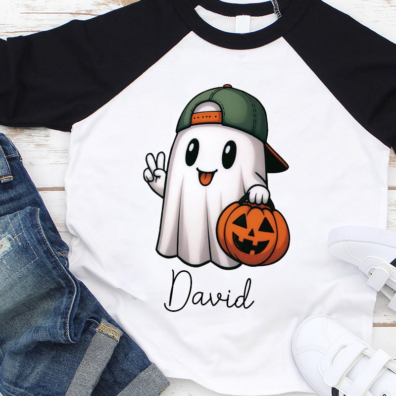 Personalized Kids Halloween Ghost Pumpkin Long Sleeves Shirt| Cloth12453