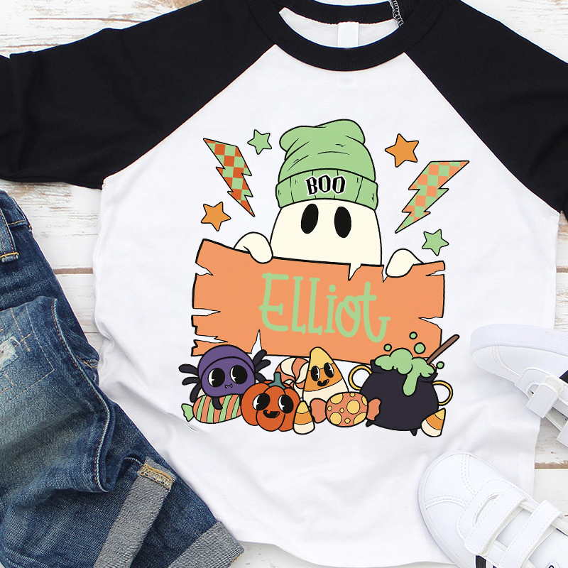 Personalized Kids Halloween Ghost Long Sleeves Shirt| Cloth12454
