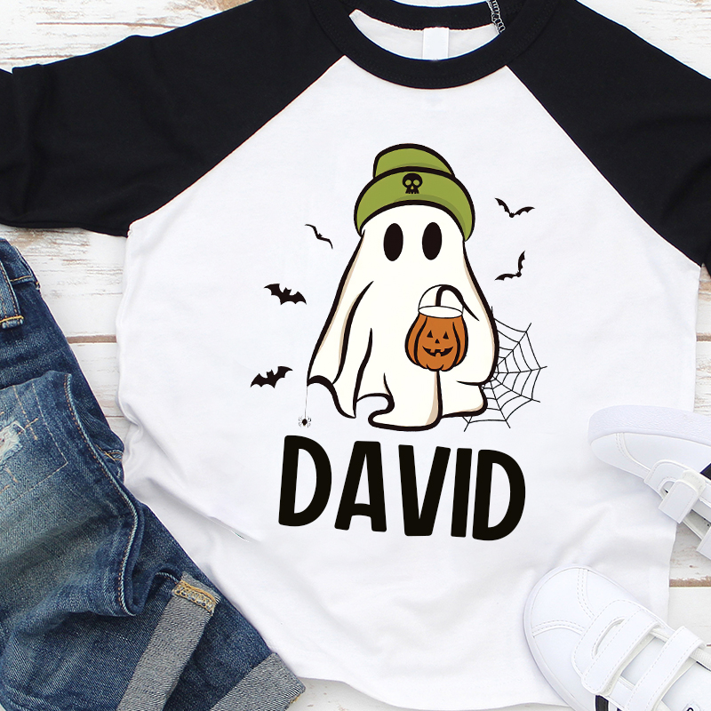 Personalized Kids Halloween Ghost Long Sleeves Shirt| Cloth12455