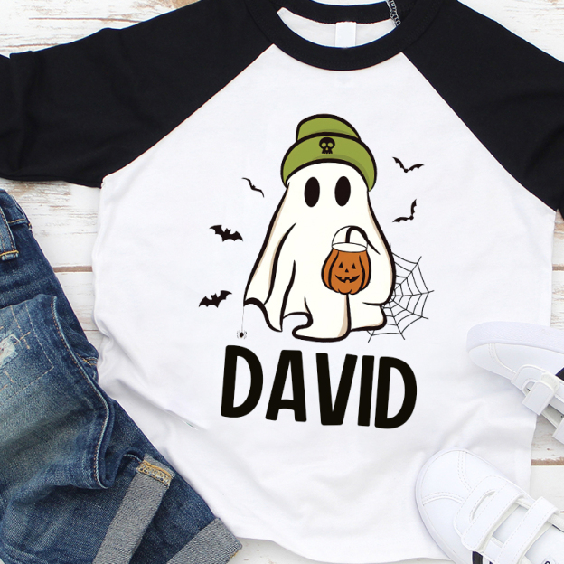 Personalized Kids Halloween Ghost Long Sleeves Shirt| Cloth12455