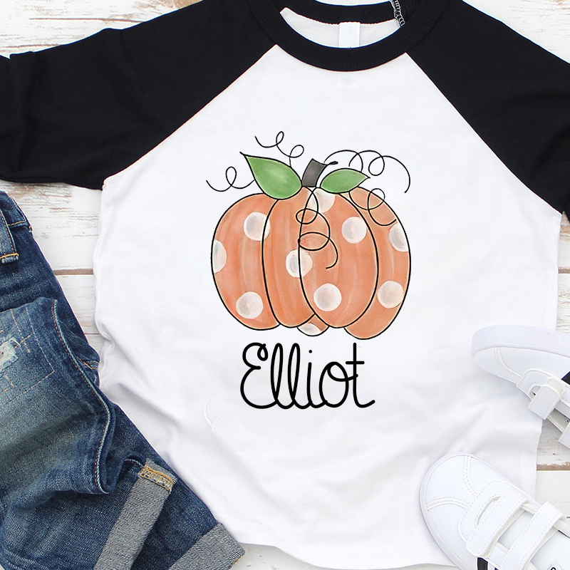 Personalized Kids Pumpkin Name Long Sleeves Shirt| Cloth12402