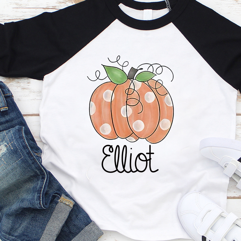 Personalized Kids Pumpkin Name Long Sleeves Shirt| Cloth12402