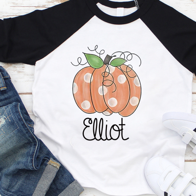 Personalized Kids Pumpkin Name Long Sleeves Shirt| Cloth12402
