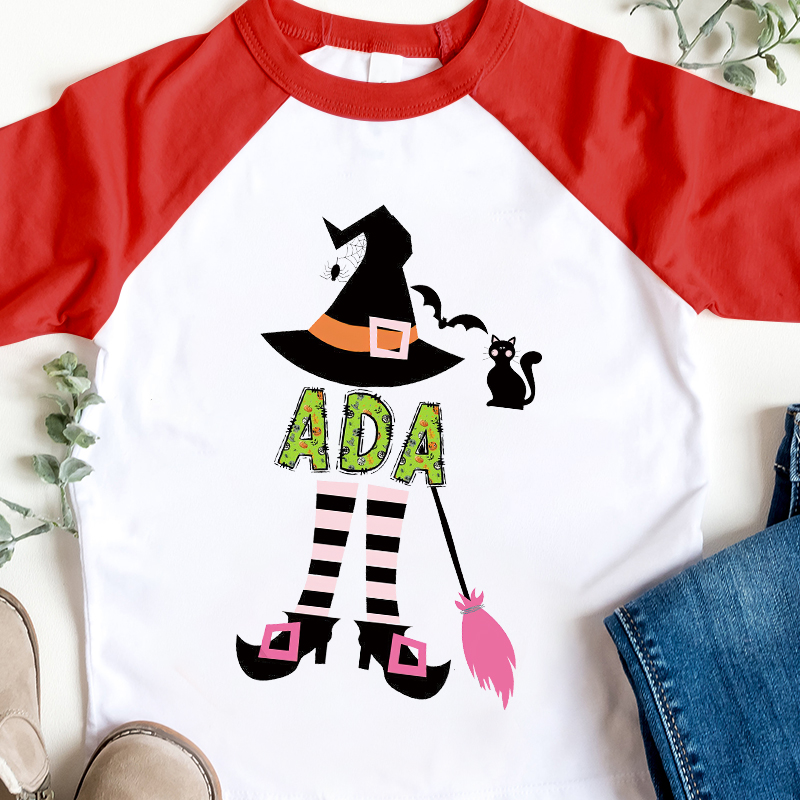 Personalized Halloween Girls  Witch Long Sleeves Shirt| Cloth12408