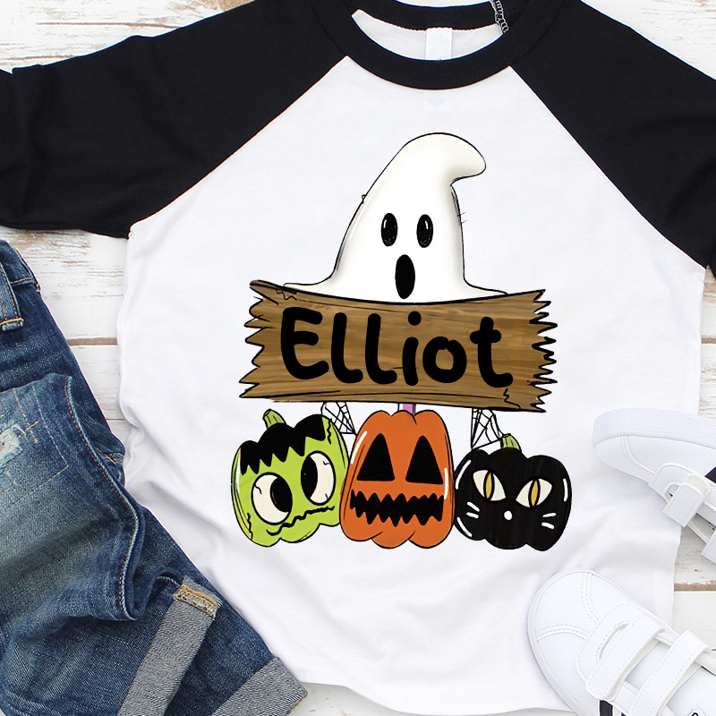 Personalized Kids Halloween Initials Long Sleeves Shirt| Cloth12409