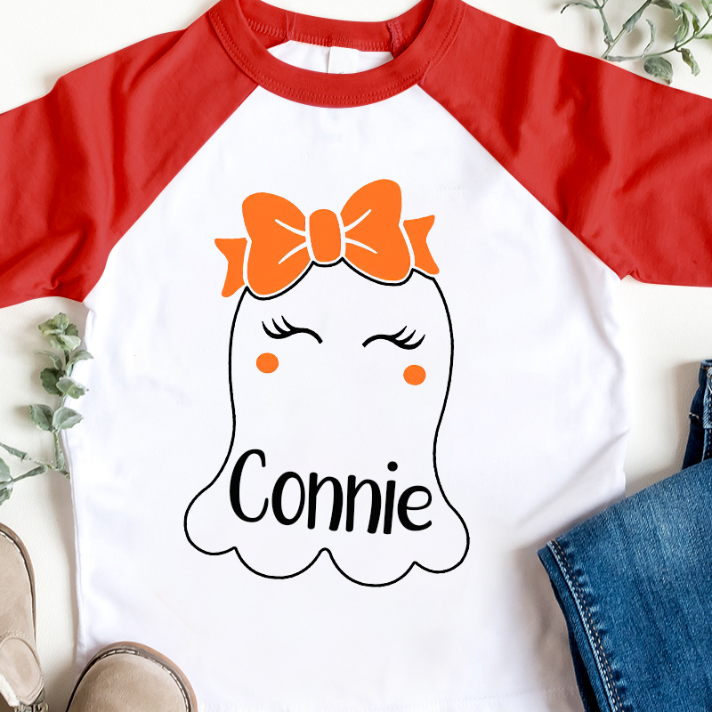 Personalized Halloween Girls Ghost Long Sleeves Shirt| Cloth12408