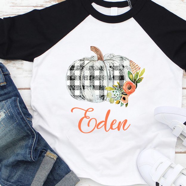 Personalized Kids Pumpkin Name Long Sleeves Shirt| Cloth12402