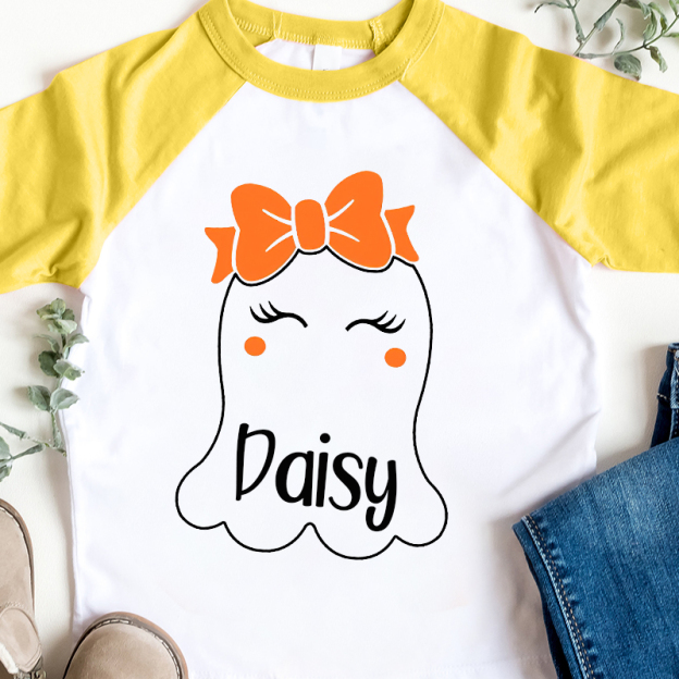 Personalized Halloween Girls Ghost Long Sleeves Shirt| Cloth12408