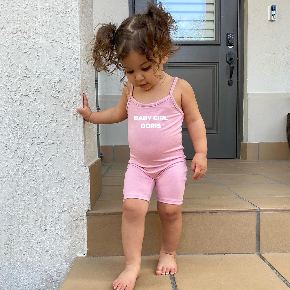 Personalized Girl Suspender Letter Print Jumpsuit| Cloth221
