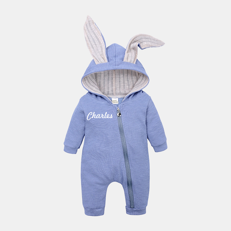 [Copy]Personalized Kids Bunny Long Eared Hoodie Romper Jumpsuit| Cloth76