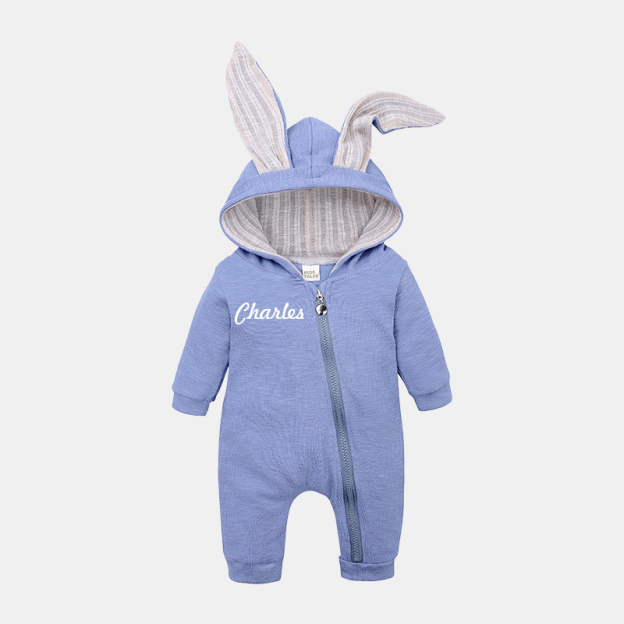 [Copy]Personalized Kids Bunny Long Eared Hoodie Romper Jumpsuit| Cloth76