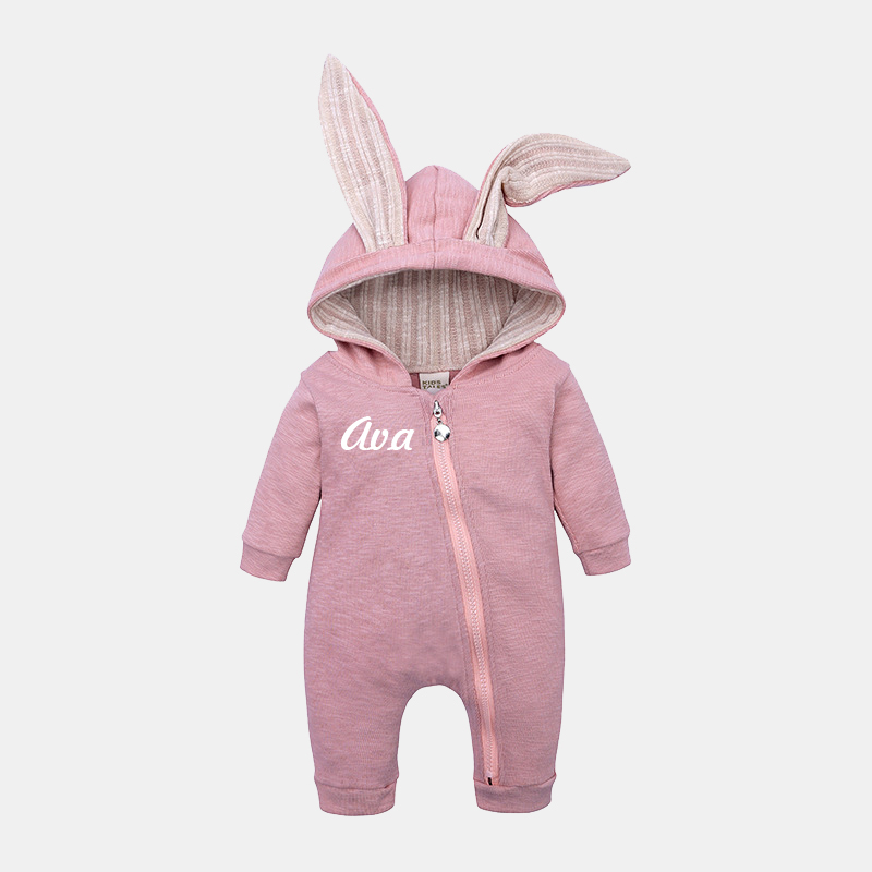 [Copy]Personalized Kids Bunny Long Eared Hoodie Romper Jumpsuit| Cloth76