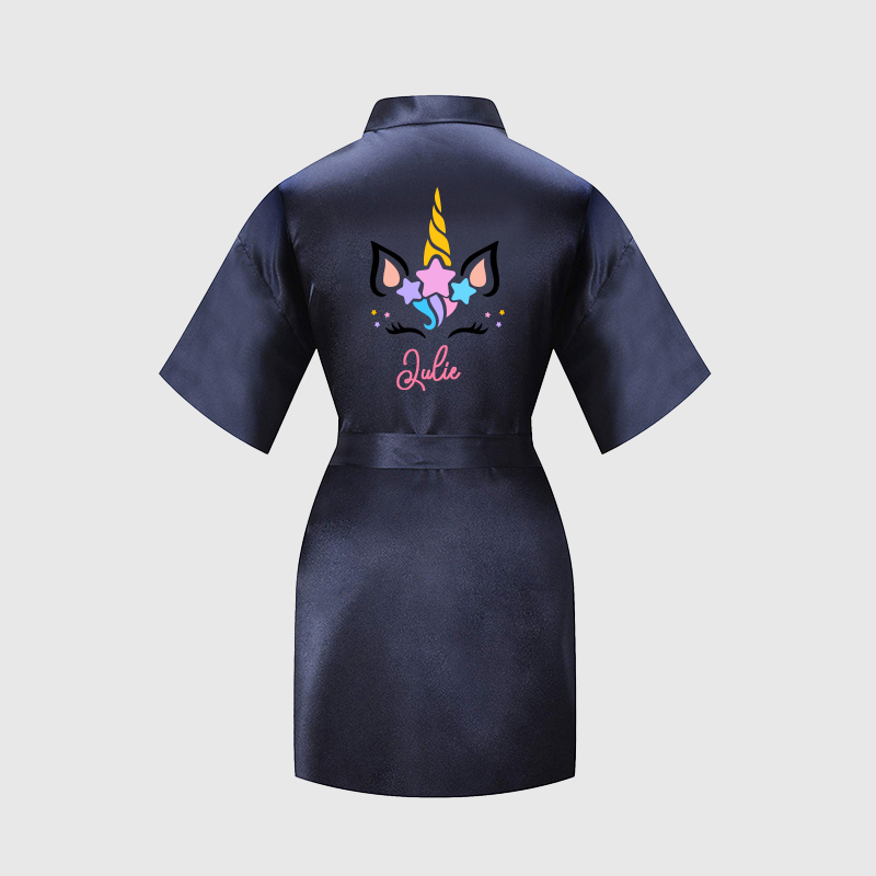 Personalized Girls Birthday Party Unicorn Silk Robe| Cloth158