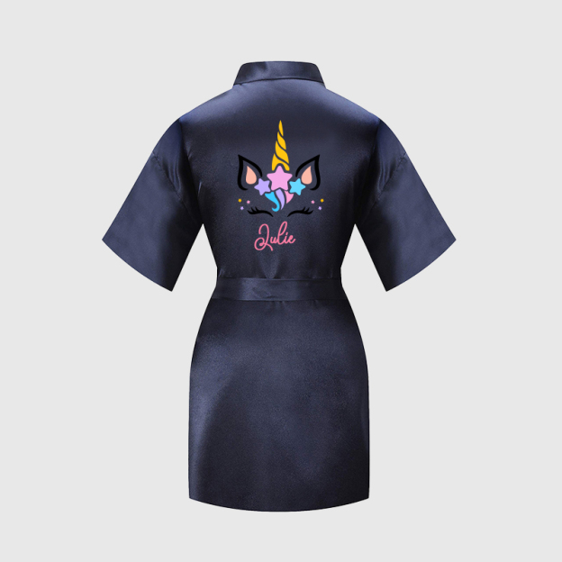 Personalized Girls Birthday Party Unicorn Silk Robe| Cloth158
