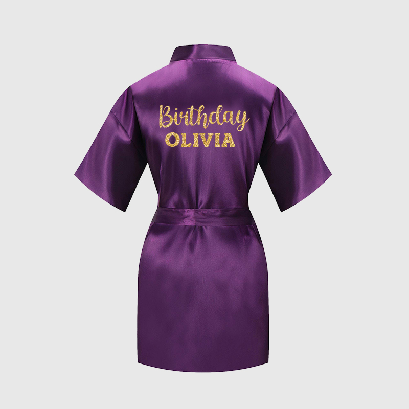 Personalized Girls Birthday Party Silk Robe| Cloth163