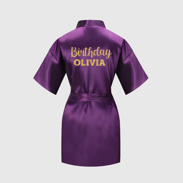 Personalized Girls Birthday Party Silk Robe| Cloth163