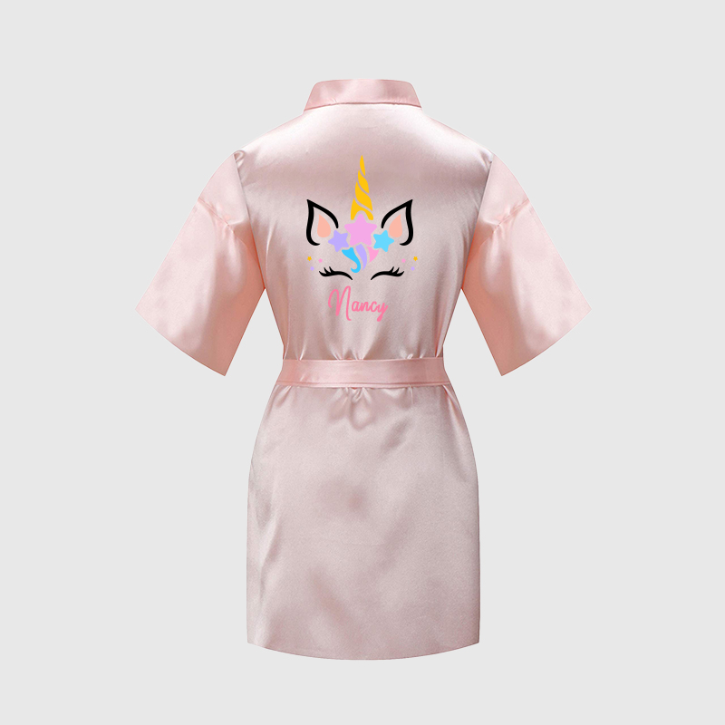 Personalized Girls Birthday Party Unicorn Silk Robe| Cloth158