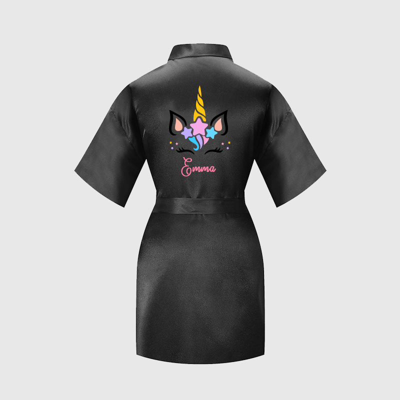 Personalized Girls Birthday Party Unicorn Silk Robe| Cloth158