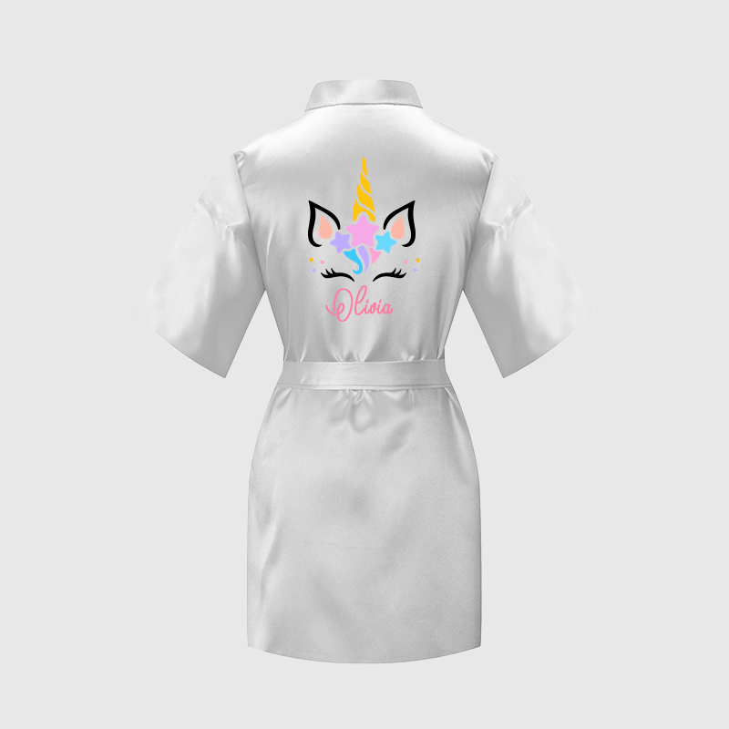 Personalized Girls Birthday Party Unicorn Silk Robe| Cloth158