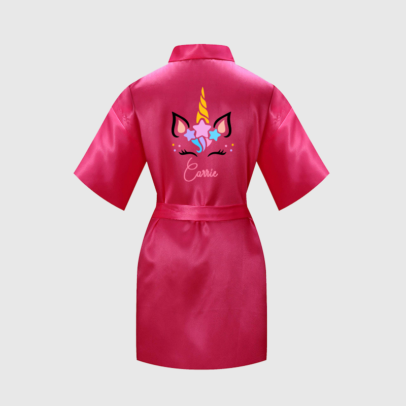 Personalized Girls Birthday Party Unicorn Silk Robe| Cloth158
