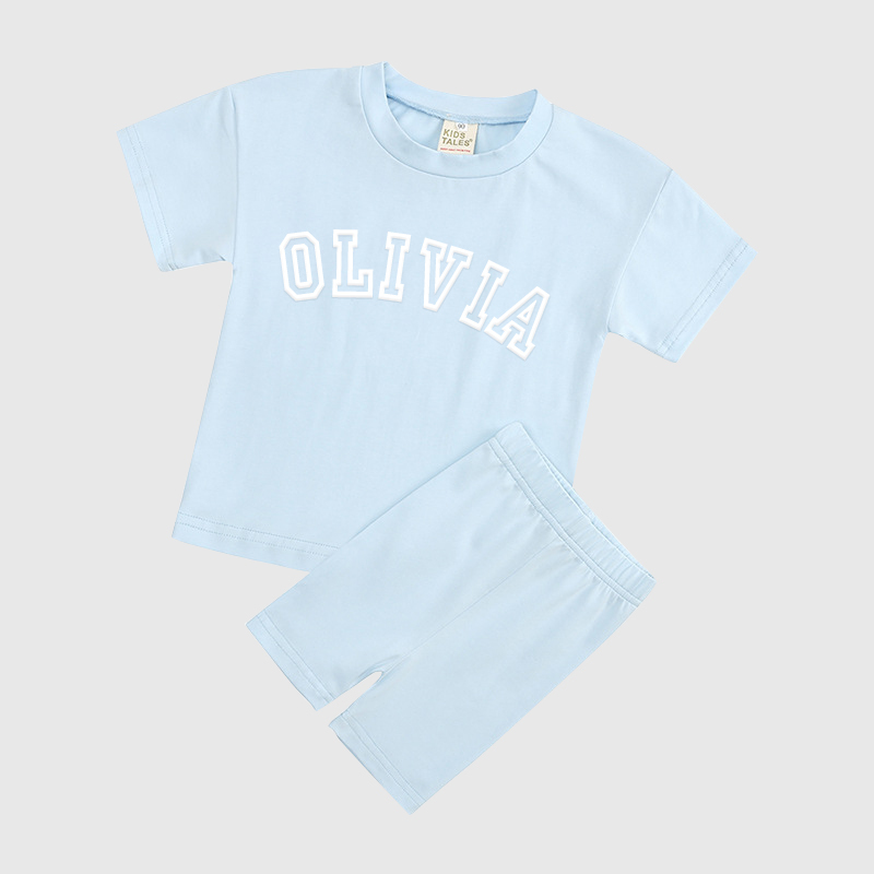 Personalized Kids Puff Vinyl Toddler Shorts Set| Cloth156