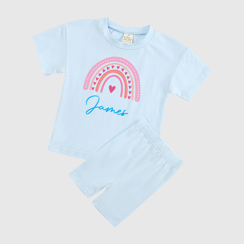 Personalized Kids Rainbow Cycling Toddler shorts Set| Cloth153