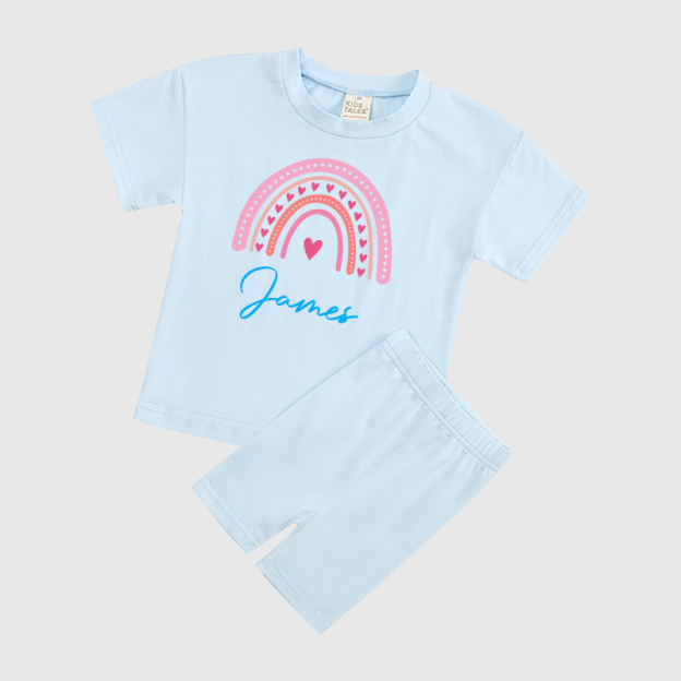 Personalized Kids Rainbow Cycling Toddler shorts Set| Cloth153