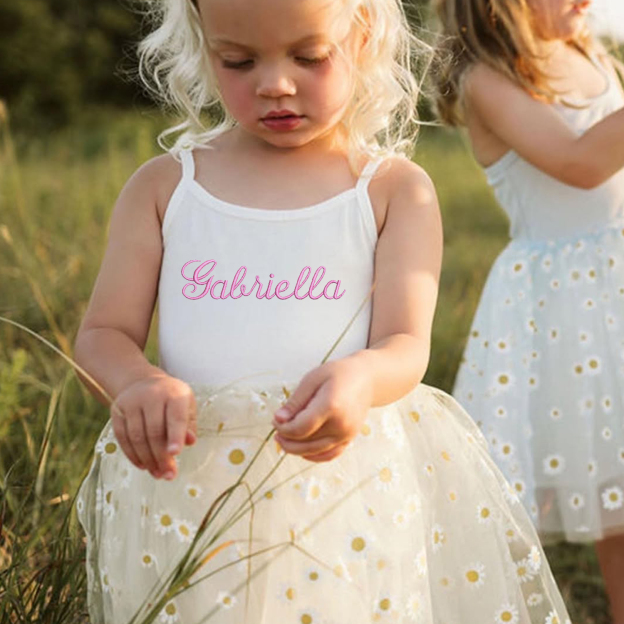 Personalized Girl Embroidered Daisy Tutu Dress| Dress12