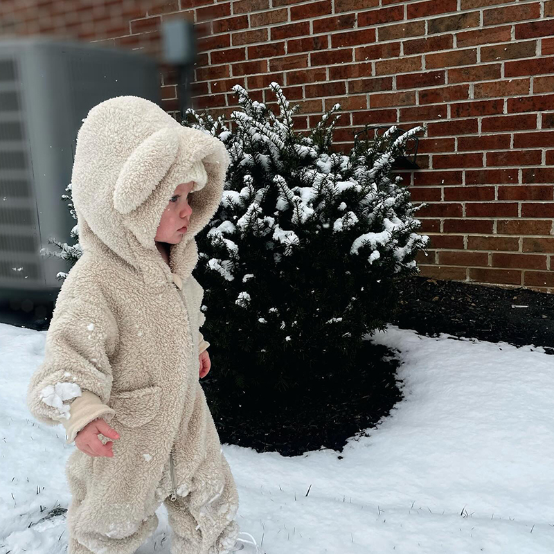   Personalized Baby Warm Winter Fleece  Embroidered Jumpsuits| BBCloth75