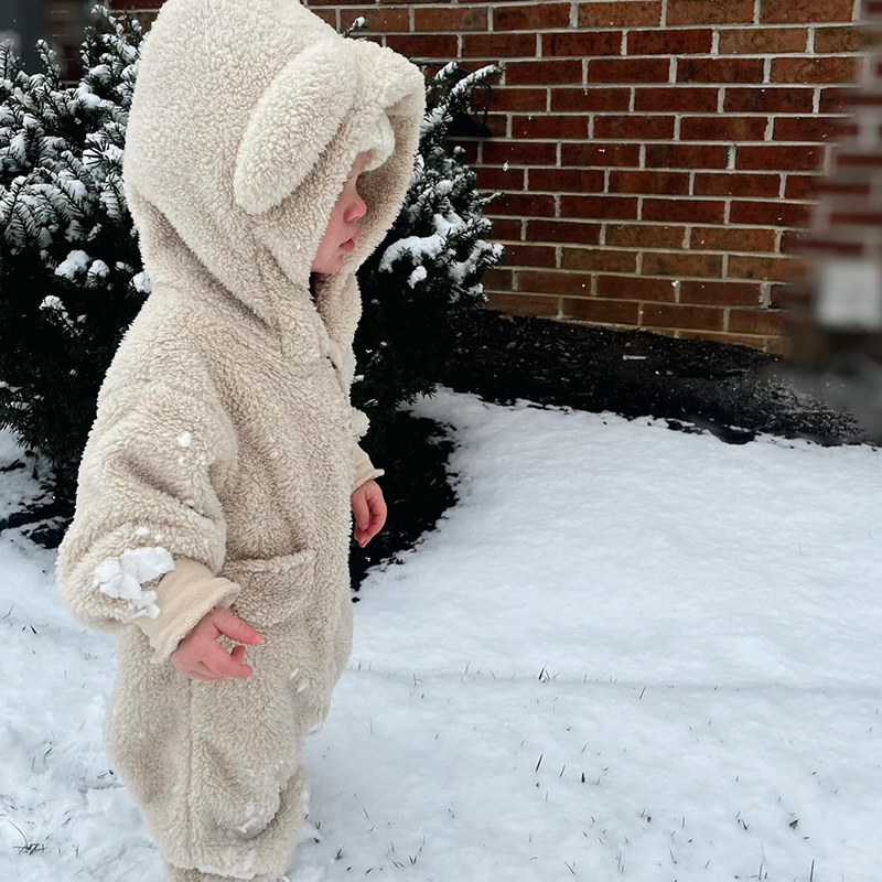   Personalized Baby Warm Winter Fleece  Embroidered Jumpsuits| BBCloth75