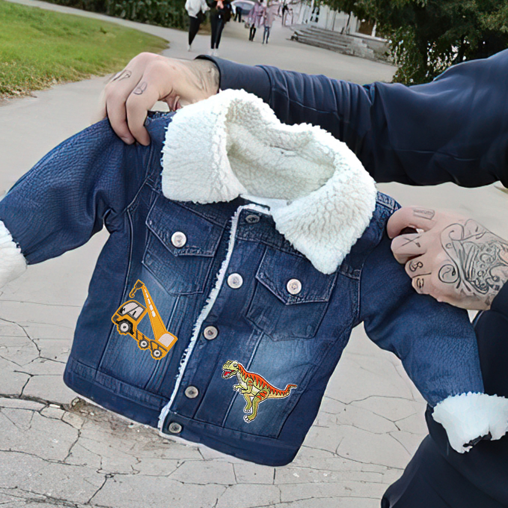 Personalized Hand Patch Kids Sherpa Lined Denim Jacket | inJacket39