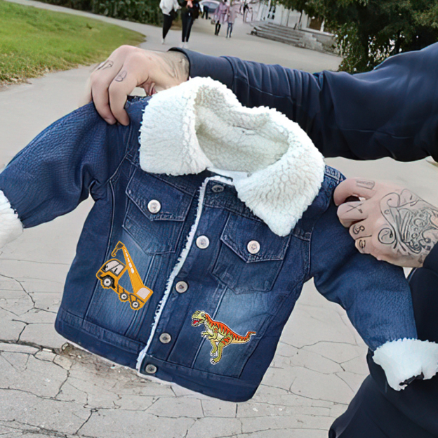 Personalized Hand Patch Kids Sherpa Lined Denim Jacket | inJacket39
