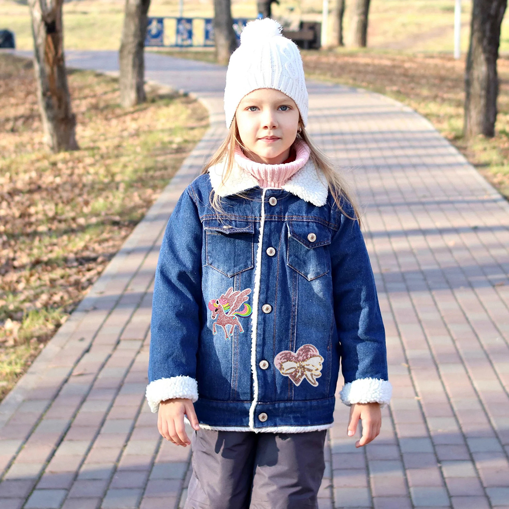 Personalized Hand Patch Kids Sherpa Lined Denim Jacket | inJacket39