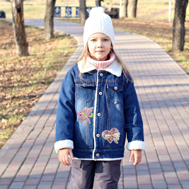 Personalized Hand Patch Kids Sherpa Lined Denim Jacket | inJacket39