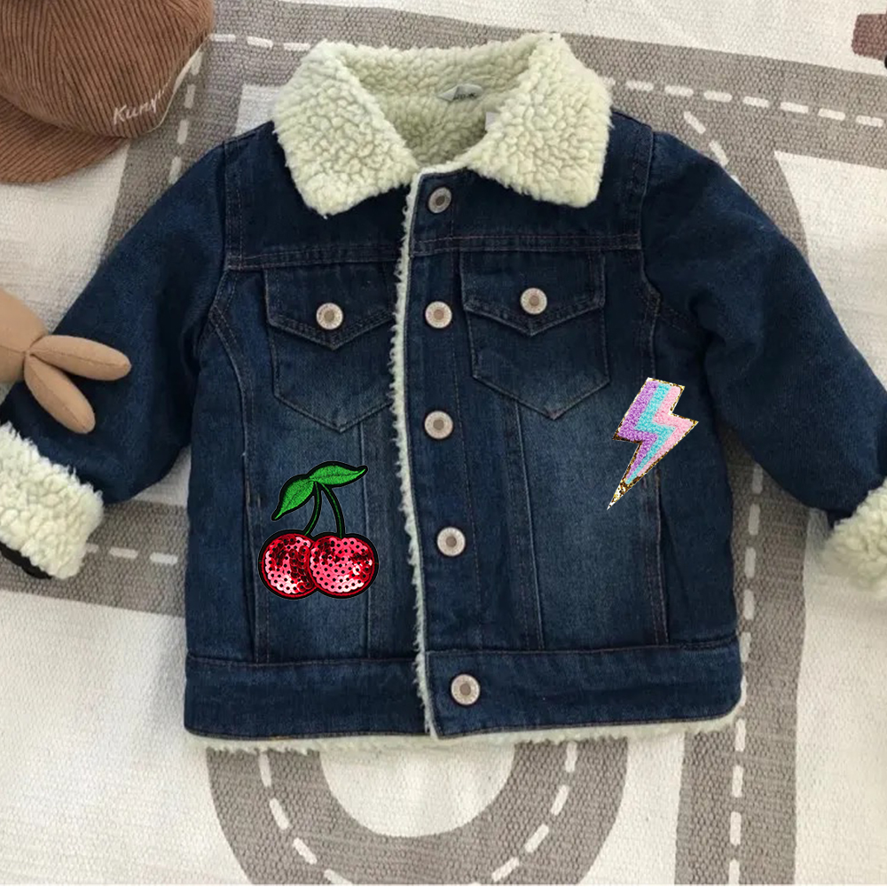 Personalized Hand Patch Kids Sherpa Lined Denim Jacket | inJacket39