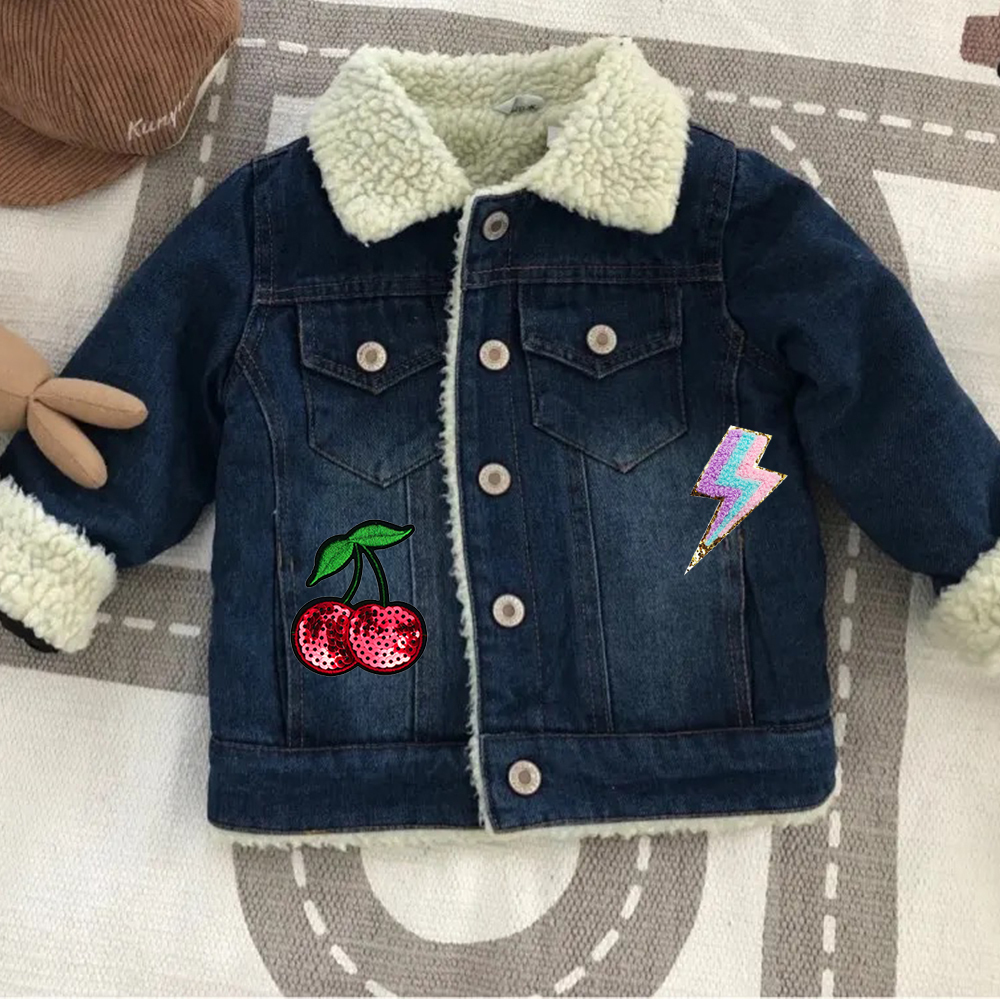 Personalized Hand Patch Kids Sherpa Lined Denim Jacket | inJacket39