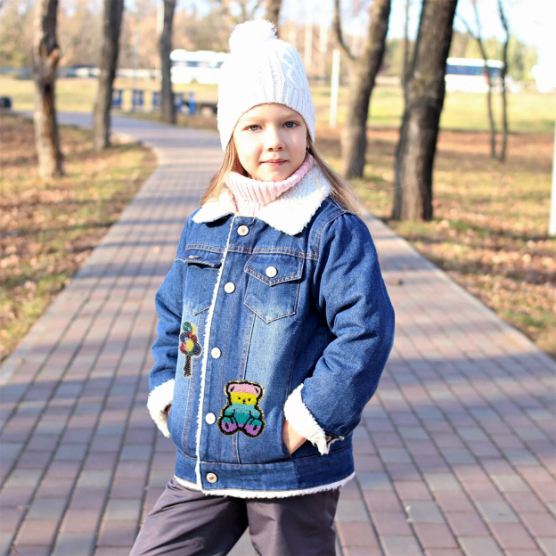 Personalized Hand Patch Kids Sherpa Lined Denim Jacket | inJacket39