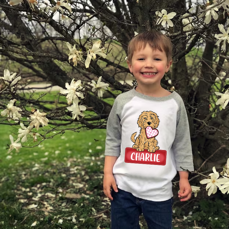 Personalized Kid Valentine's Day Puppy Long Sleeves Shirt| Cloth12429