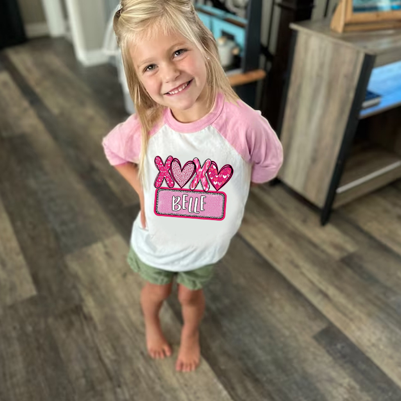 Personalized Kid Valentine's Day XOXO Long Sleeves Shirt| Cloth12428